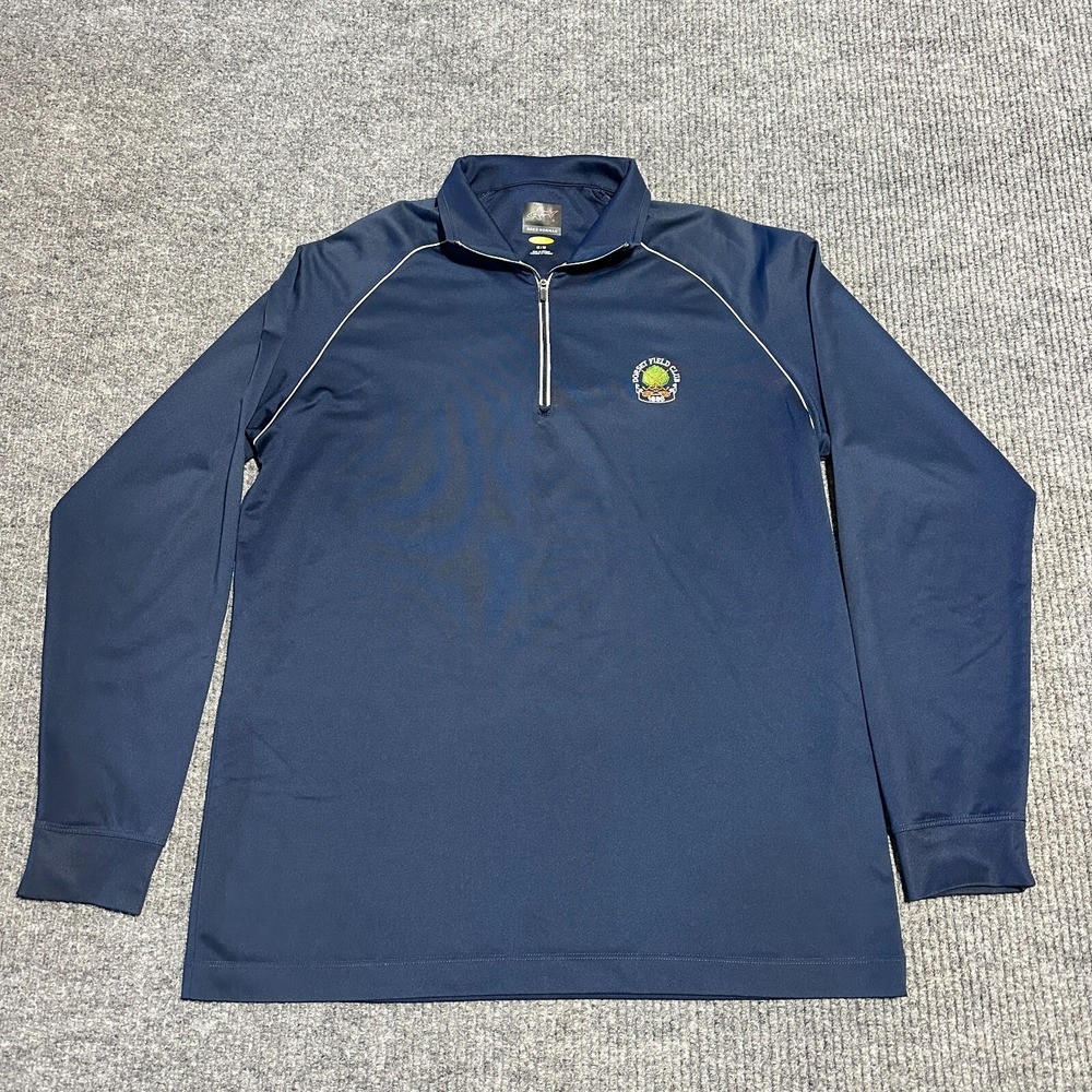 Greg‎ Norman Play Dry Mens Jacket Shirt Size M Medium Blue 1/4 Zip Long Sleeve